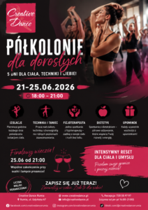 Plakat: Półkolonie dla dorosłych Creative Dance Rumia 21-25.06.2026
